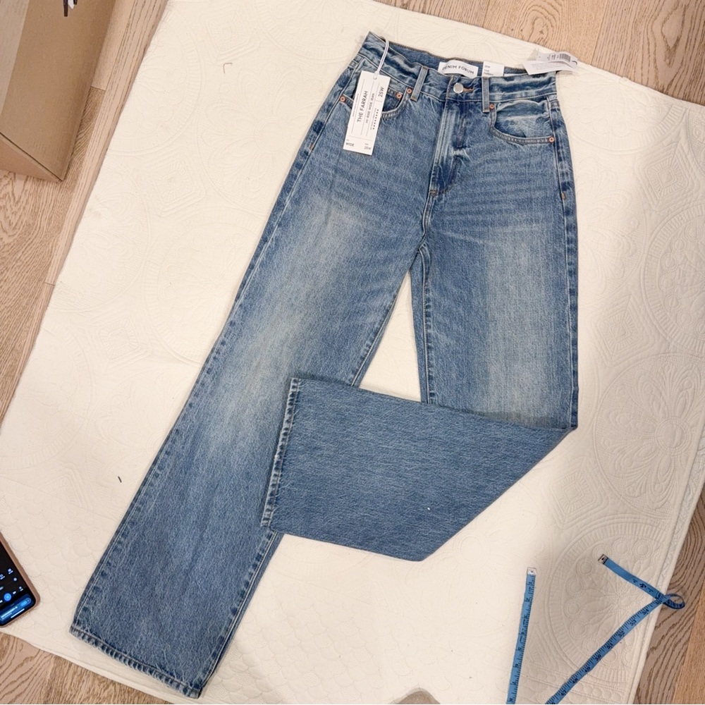 NWT 122286 FARRAH HI WIDE R ARITZIA DENIM FORUM 25 into the bleu